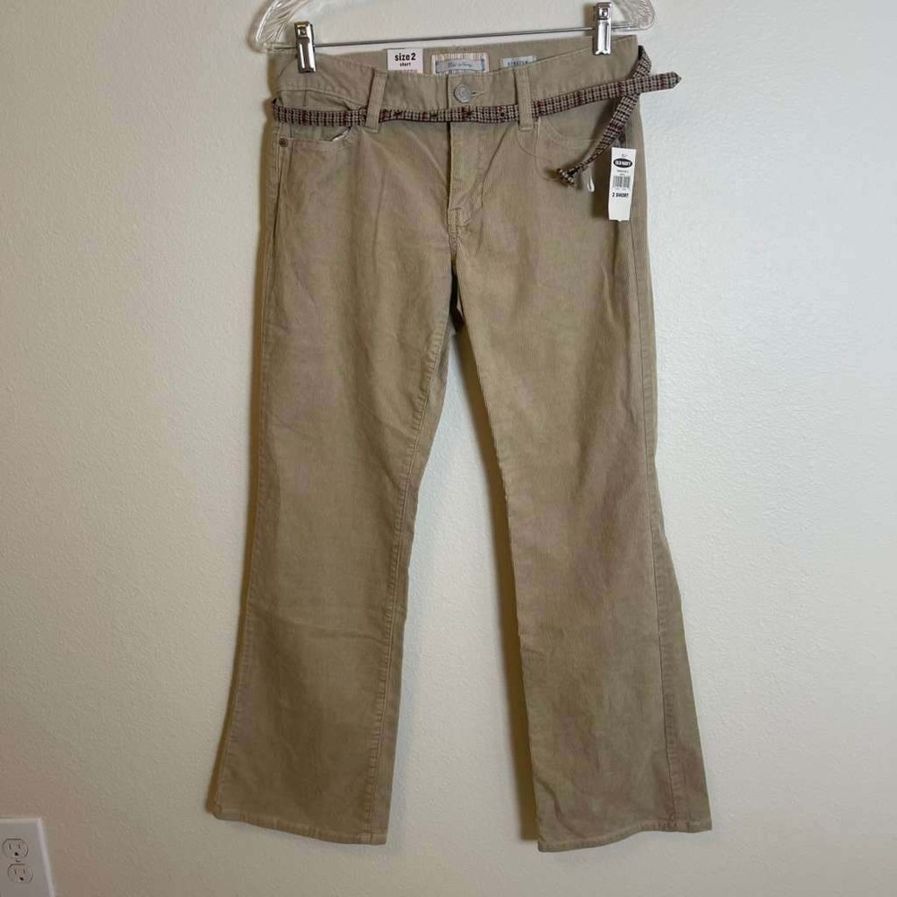 Y2k Streetwear Old Navy Womens Low Waist Boot-Cut Corduroy Pants Tan 2 Short NWT